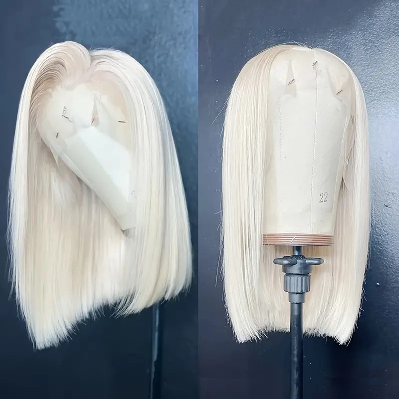 Pure White Dyed Wig Front Lace Bob Haircut Image 3