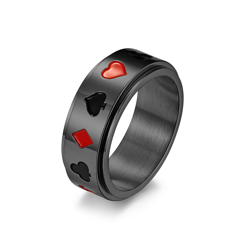 Spades Hearts Peach Clubs Diamond Playing Card Pattern Ring