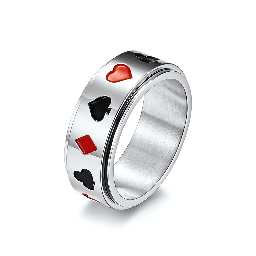 Spades Hearts Peach Clubs Diamond Playing Card Pattern Ring - Image 2