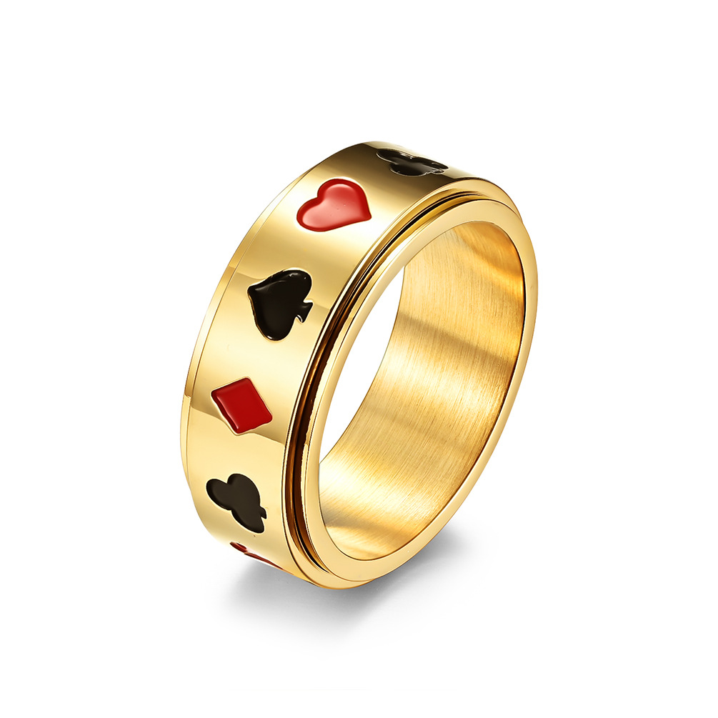 Spades Hearts Peach Clubs Diamond Playing Card Pattern Ring - Image 5