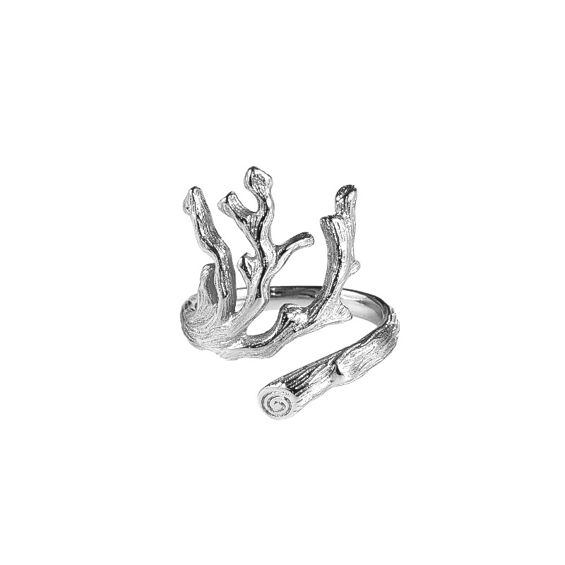 Branch Lava Texture Silver Ring Image 5