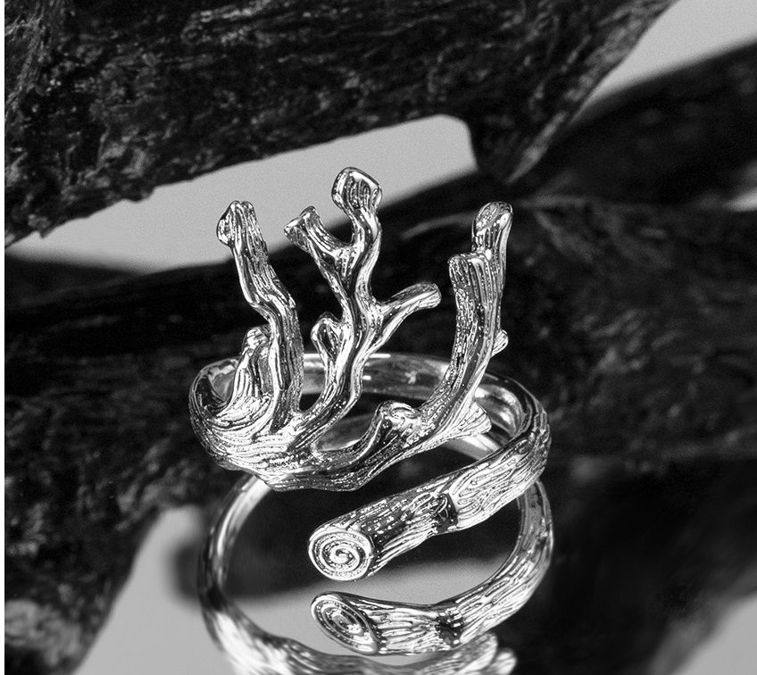 Branch Lava Texture Silver Ring Image 2