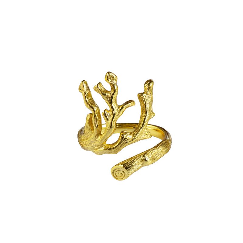 Branch Lava Texture Silver Ring Image 6