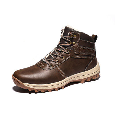 Men's High Top Plus Cashmere Shoes - Dark Brown
