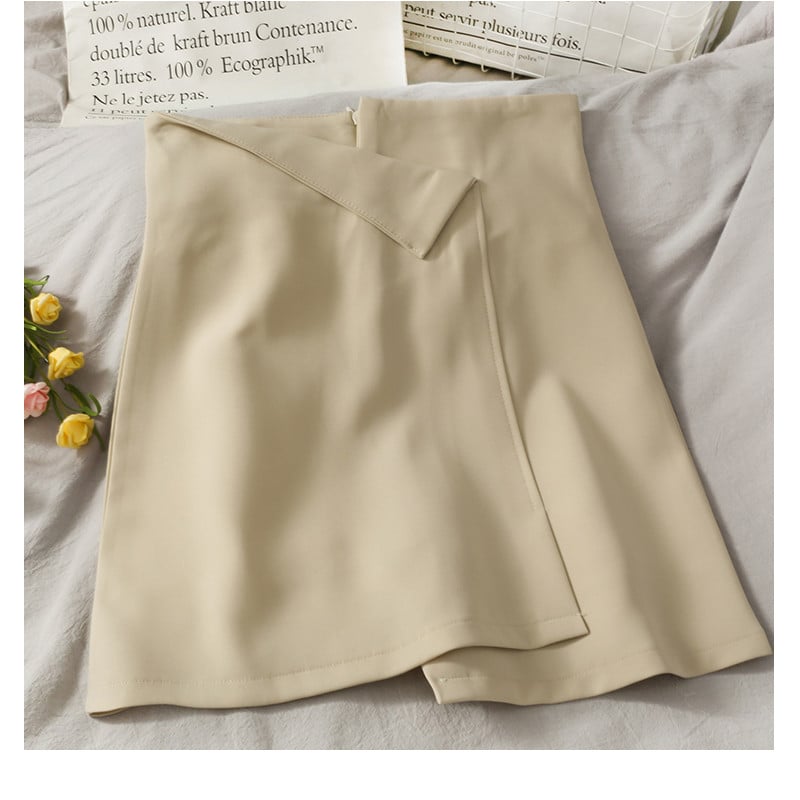 Irregular High-waisted Slim All-match Skirt in Apricot