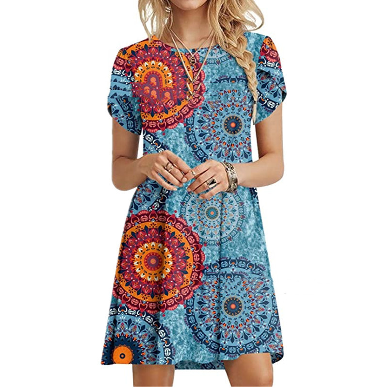 Women's Fashion Printed Pocket Dress Image 3