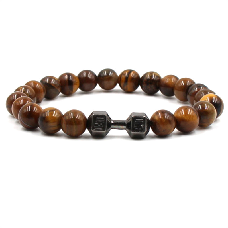 Natural Tigereye Three-color Sports Dumbbell Bracelet Image 5