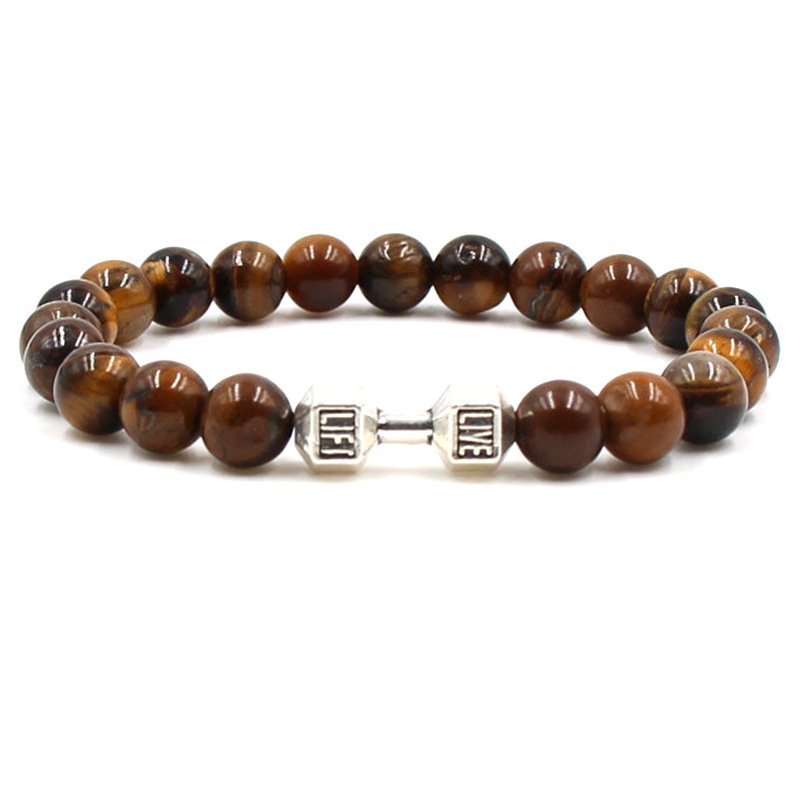 Natural Tigereye Three-color Sports Dumbbell Bracelet Image 4