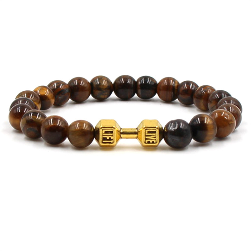 Natural Tigereye Three-color Sports Dumbbell Bracelet Image 2
