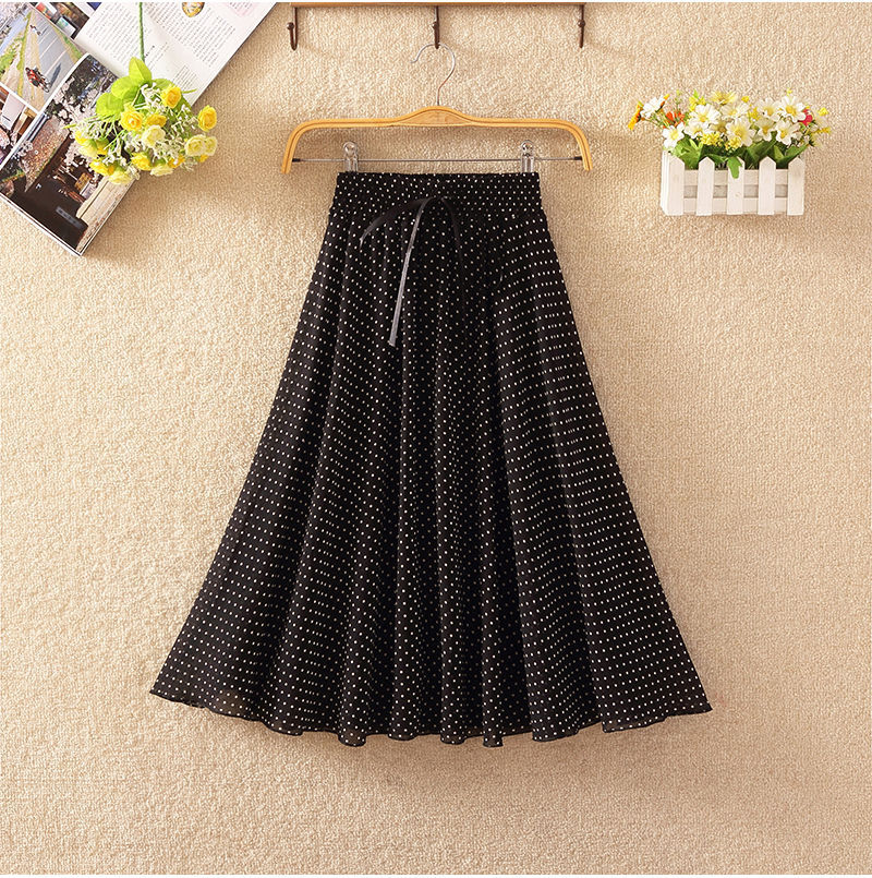Summer Ladies Look Thin All-Match Printed Chiffon Skirt
