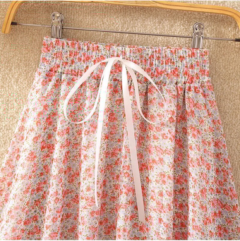 Summer Ladies Look Thin All-Match Printed Chiffon Skirt