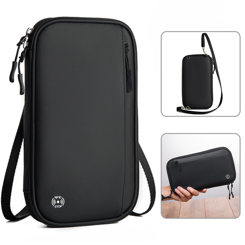 Black Multifunctional Brush Dustproof Passport Bag