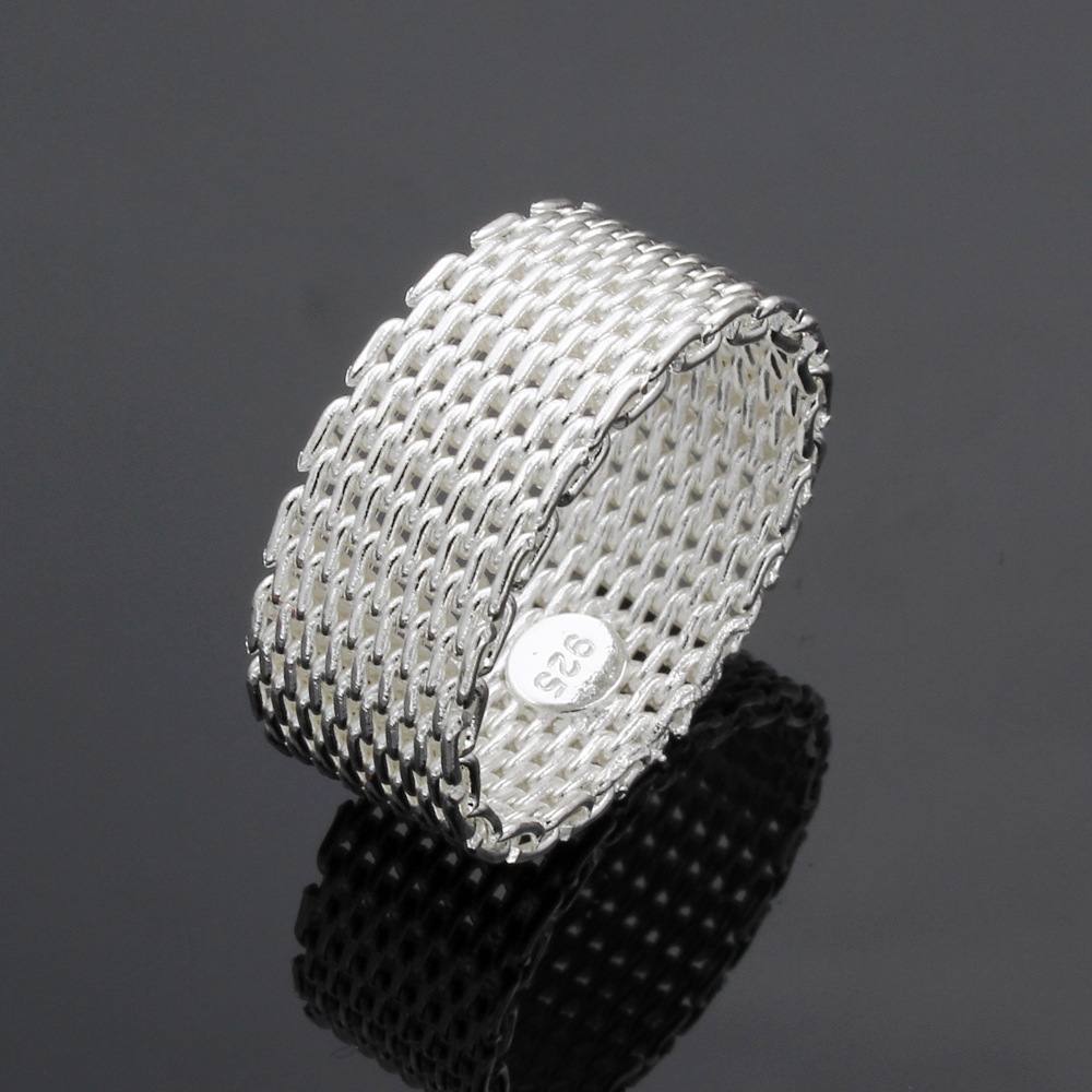 Mesh Ornament Fashion Silver Plated Mesh Ring 4
