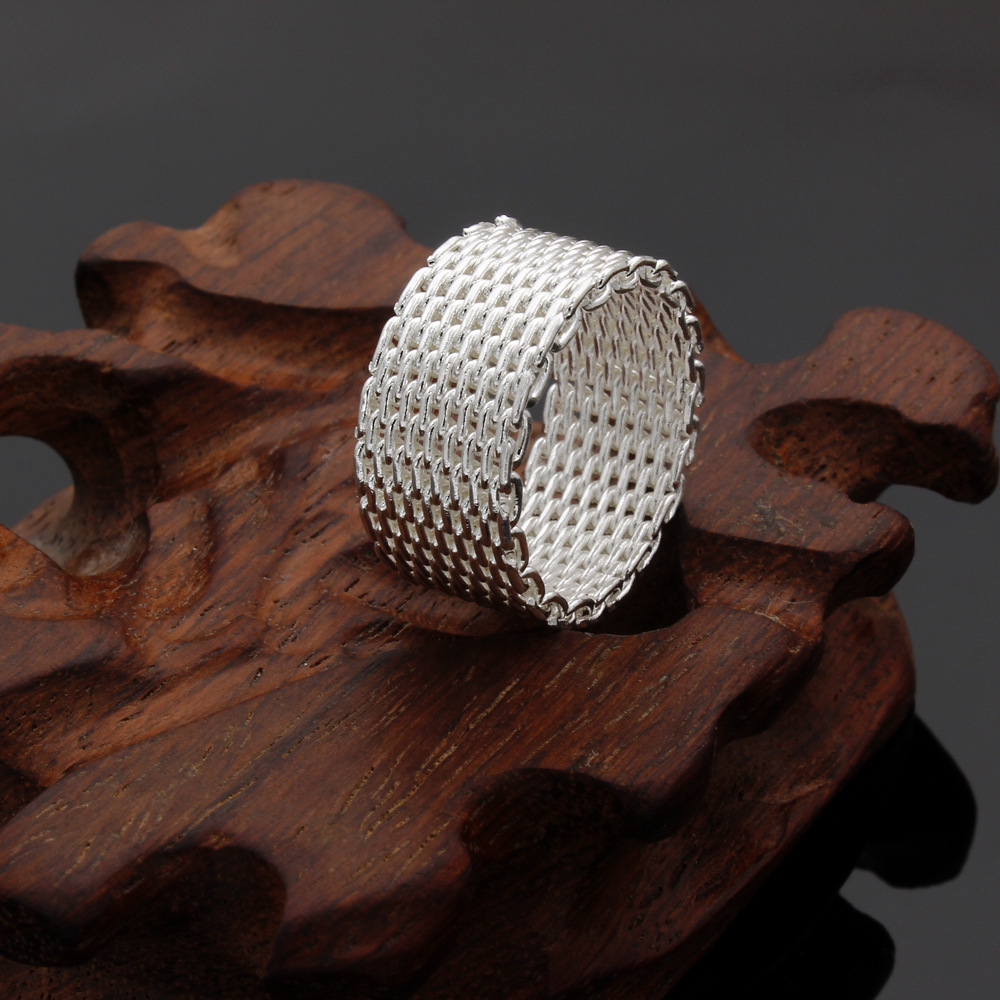 Mesh Ornament Fashion Silver Plated Mesh Ring 3