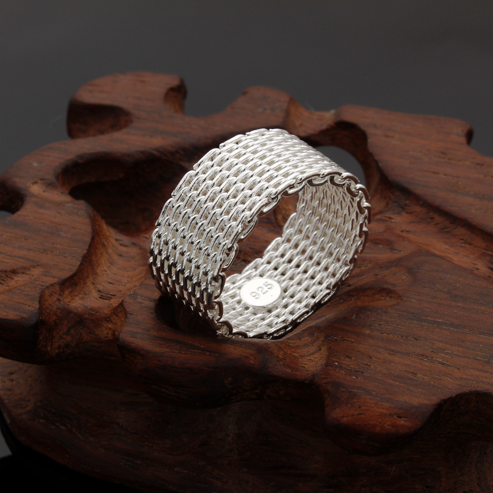 Mesh Ornament Fashion Silver Plated Mesh Ring 1
