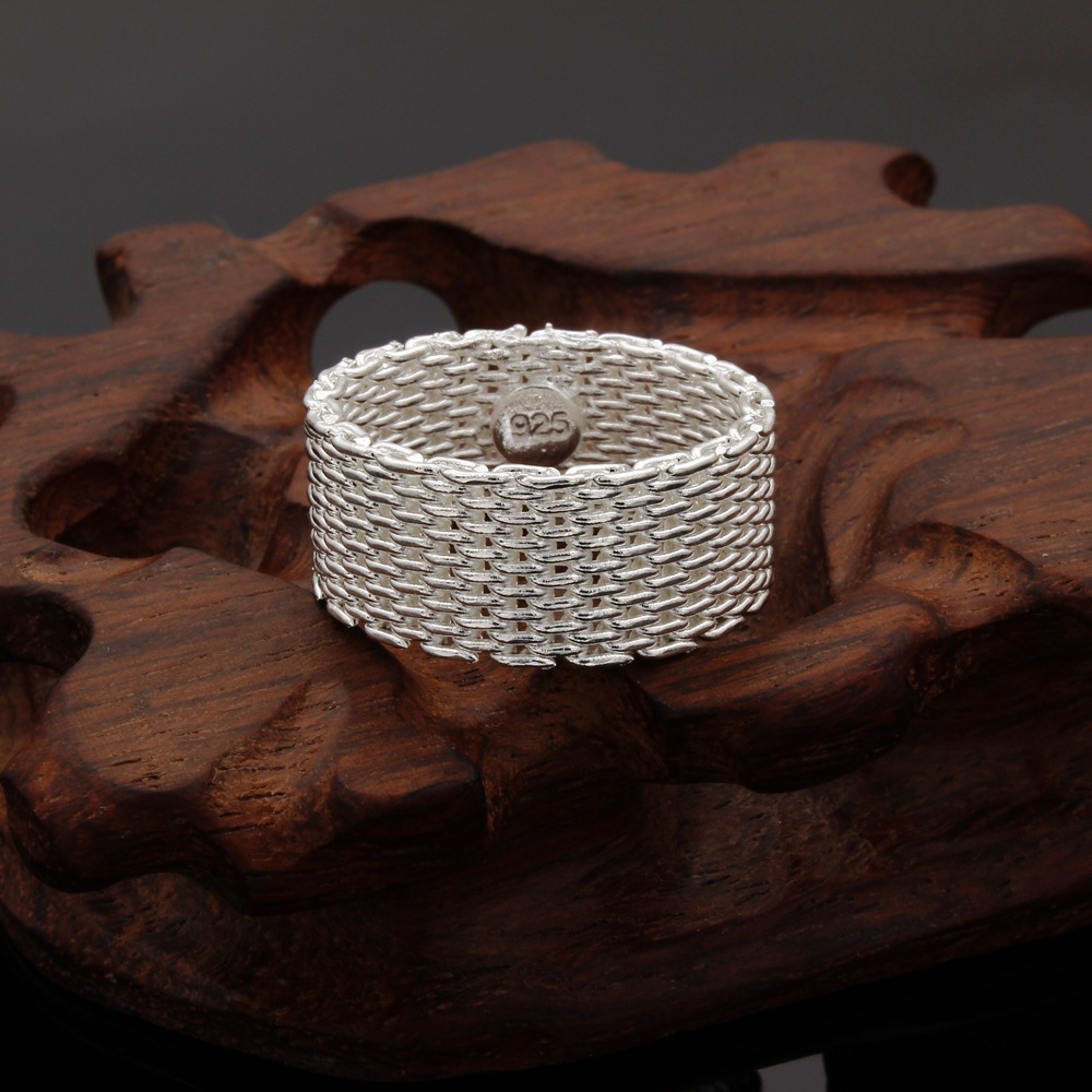 Mesh Ornament Fashion Silver Plated Mesh Ring 2