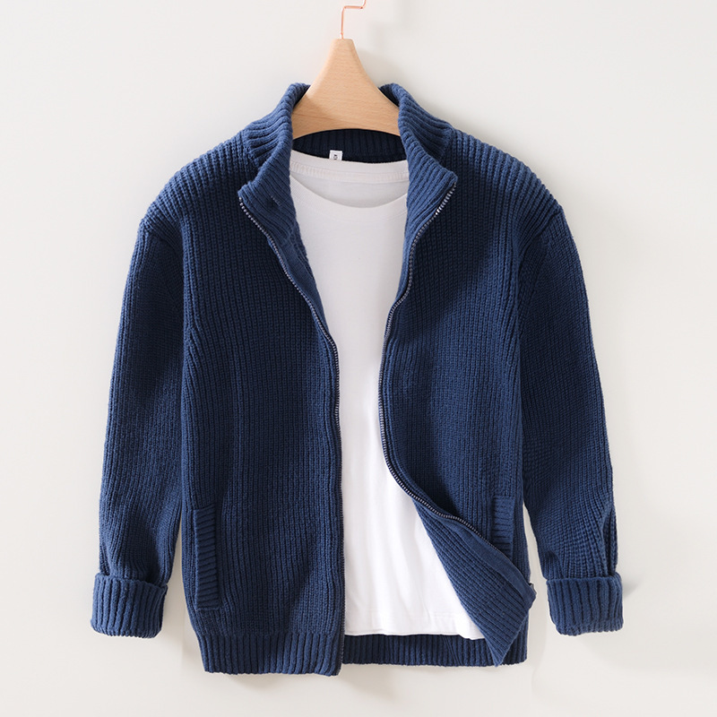 Men's Stand Collar Cardigan - Lifestyle Image 2
