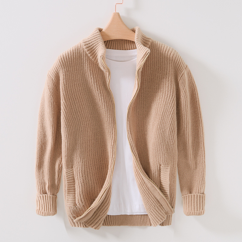 Men's Stand Collar Cardigan - Sapphire Blue