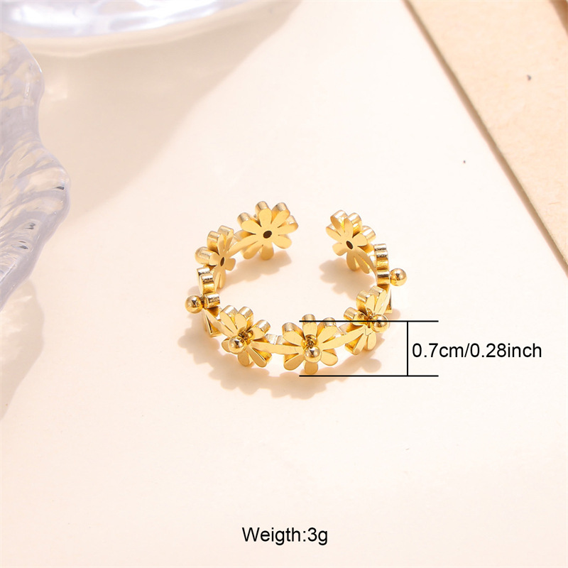 Gold Stainless Steel Flower Ring 2