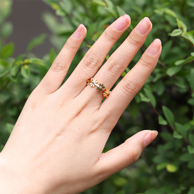 Gold Stainless Steel Flower Ring 1