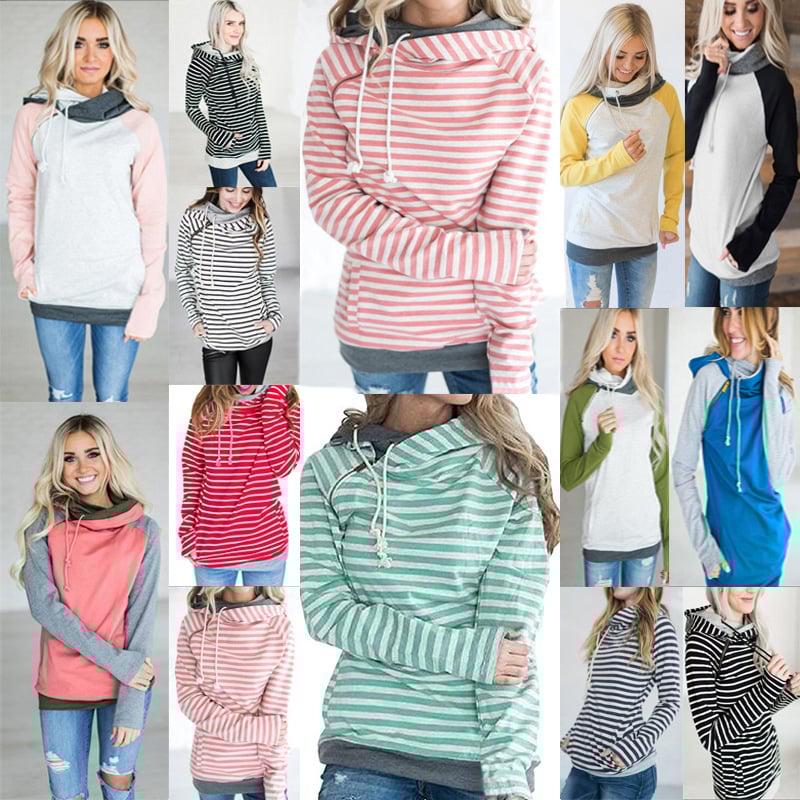 Striped Panel Hoodie Sweatshirt - Image 2