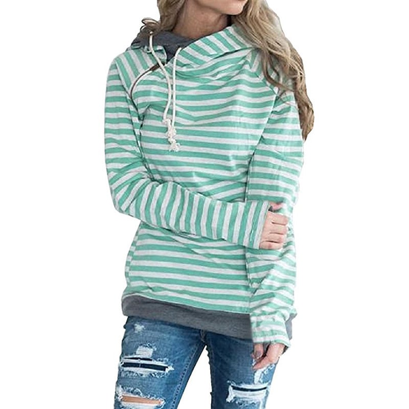 Striped Panel Hoodie Sweatshirt - Image 1