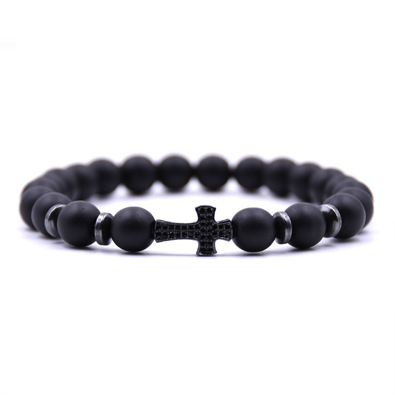 Black Frosted Stone Bracelet - Image 3