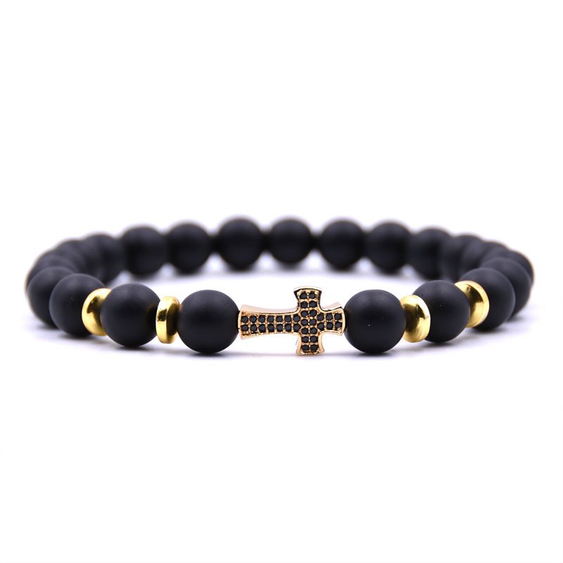 Black Frosted Stone Bracelet - Image 1