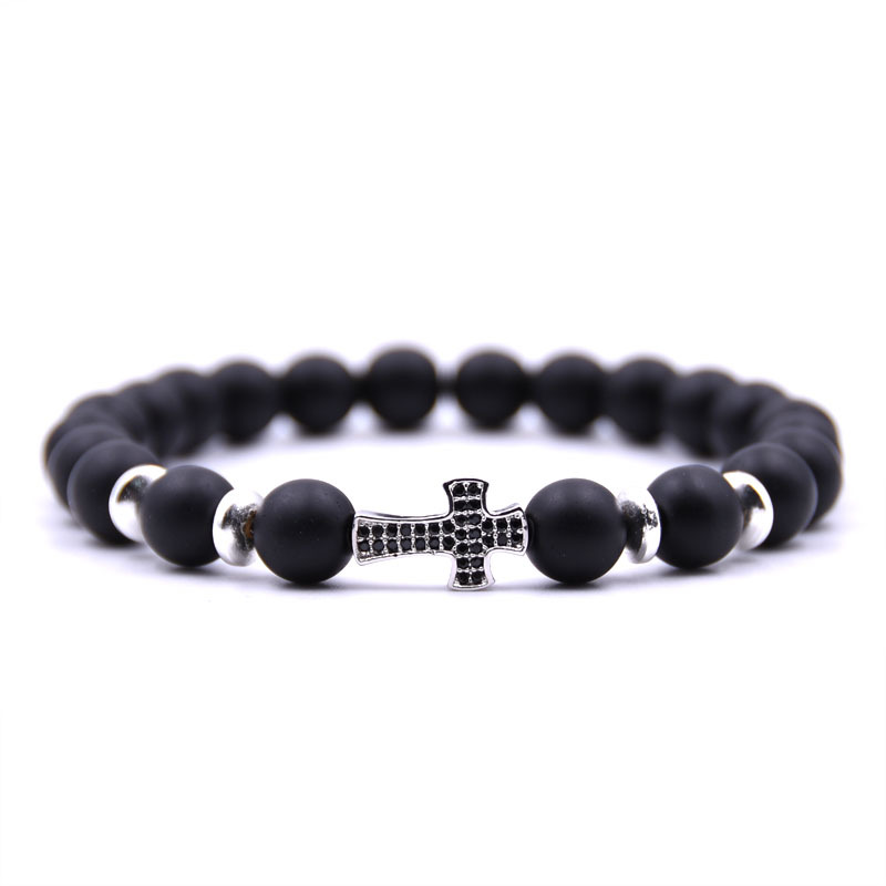 Black Frosted Stone Bracelet - Image 4
