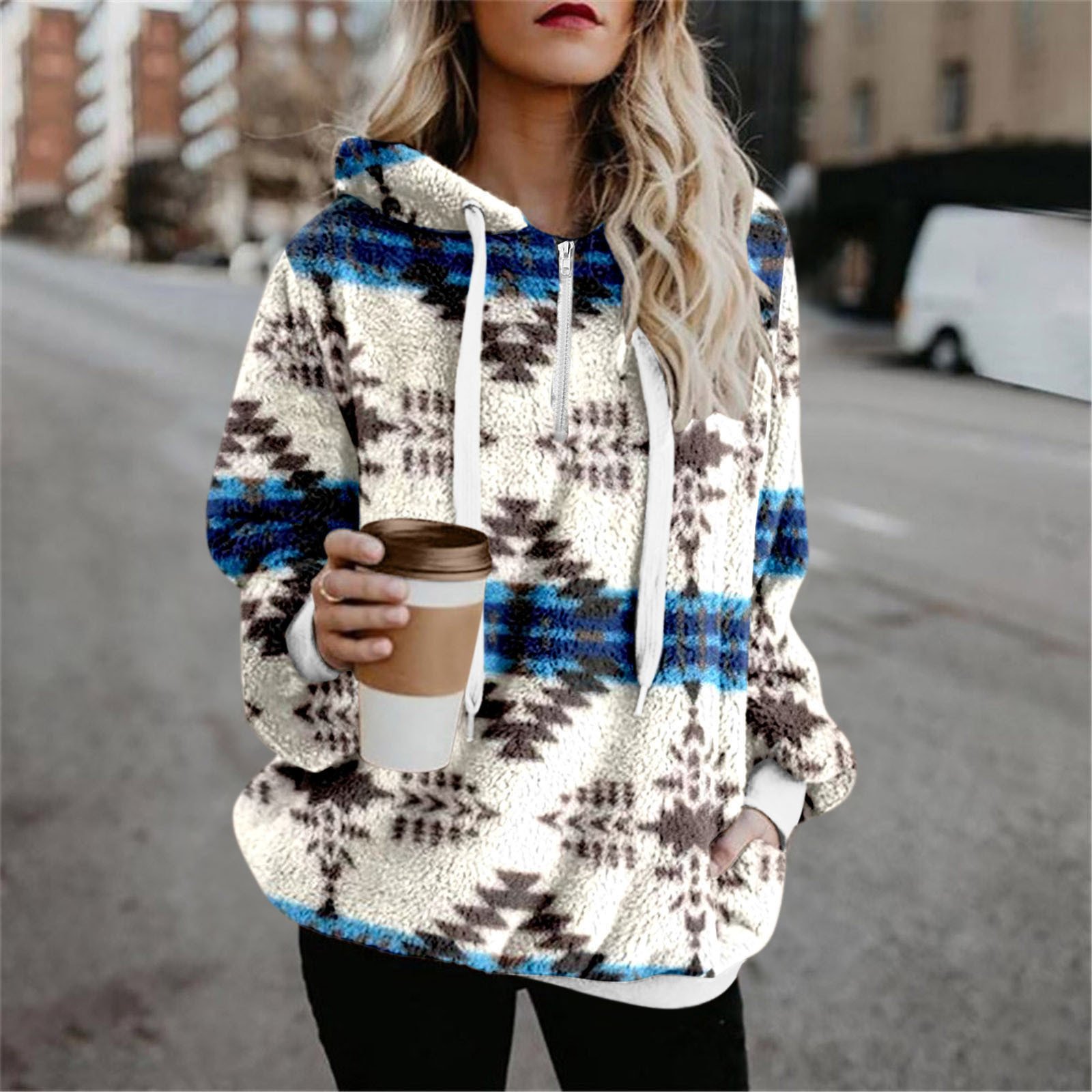 Loose Print Hooded Top Image 5