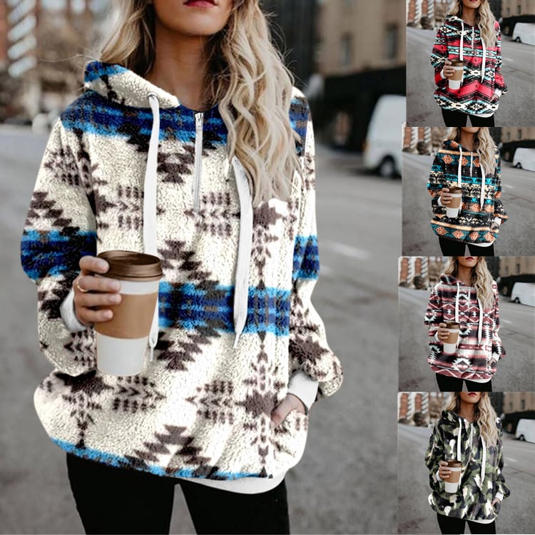 Loose Print Hooded Top Image 3
