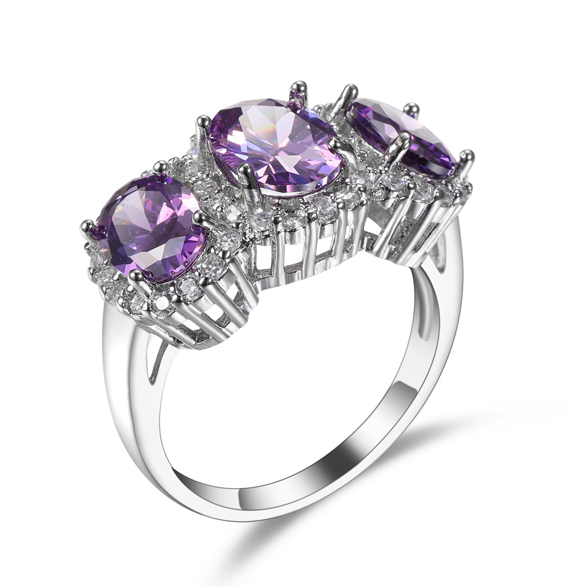 Purplish Red Zircon Ring Image 4