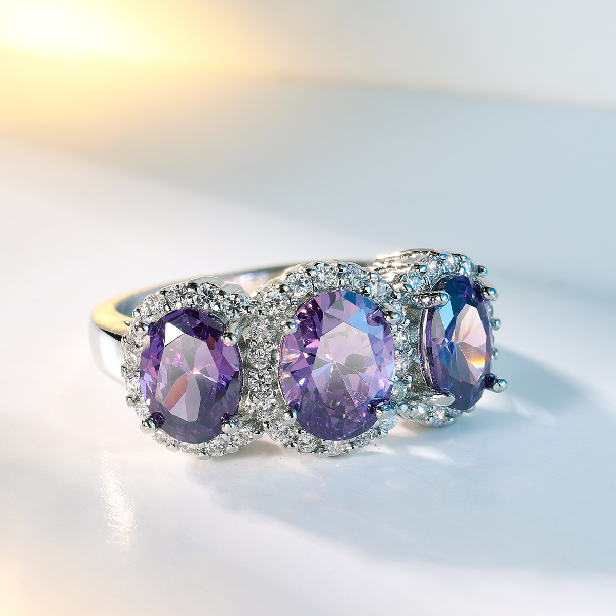 Purplish Red Zircon Ring Image 5