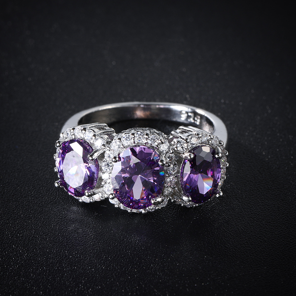 Purplish Red Zircon Ring Image 6