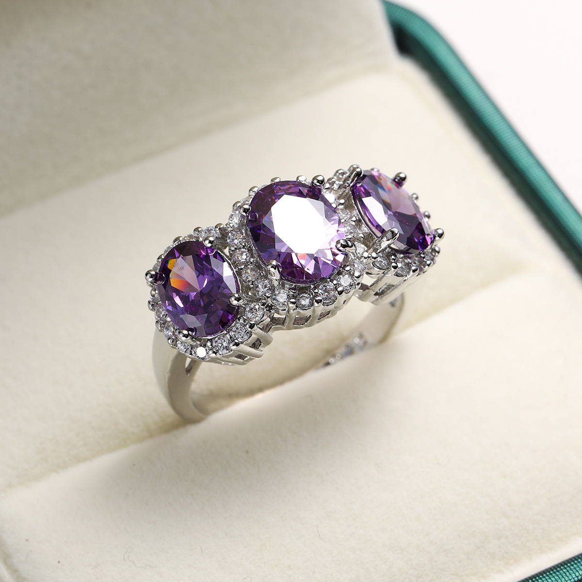 Purplish Red Zircon Ring Image 2