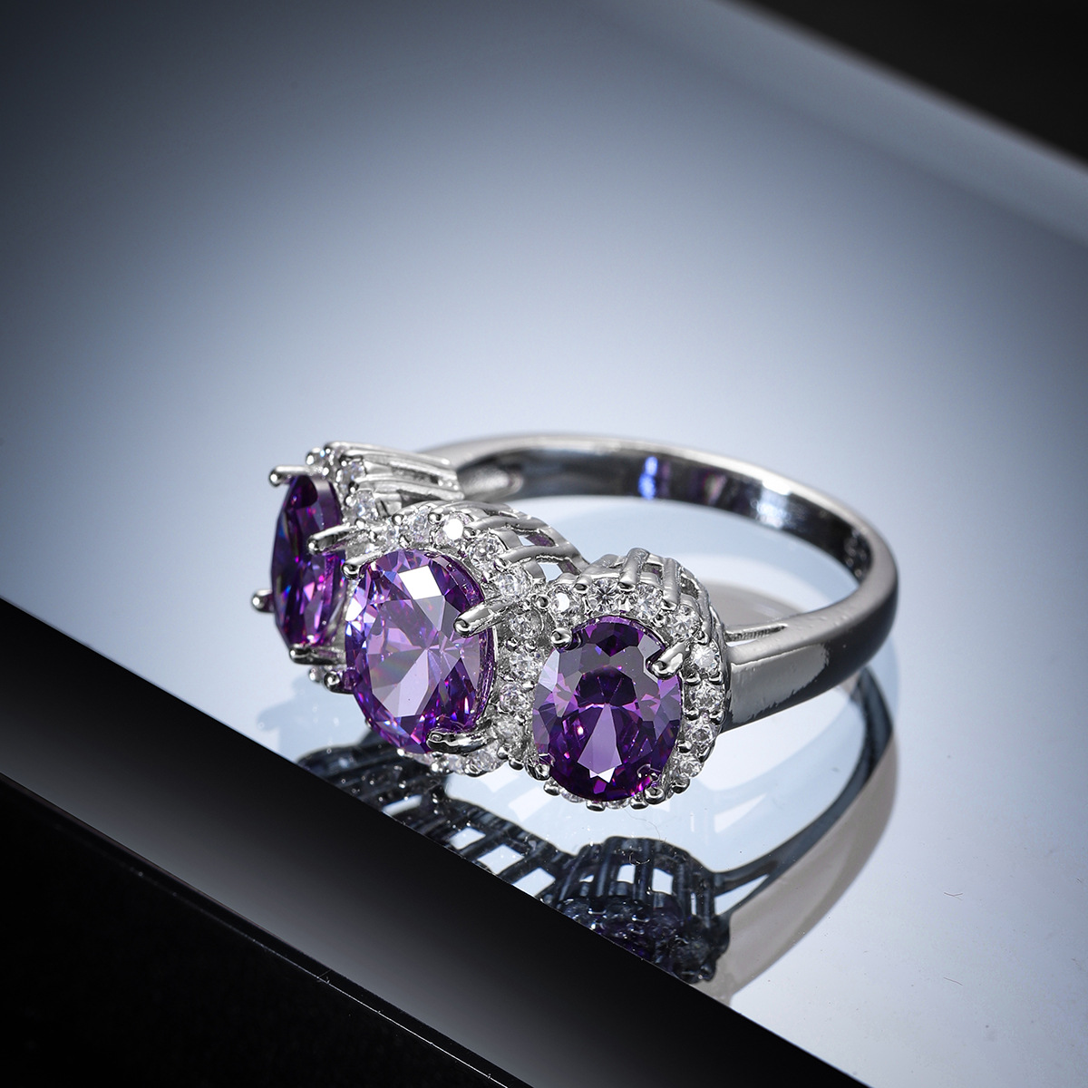 Purplish Red Zircon Ring Image 1