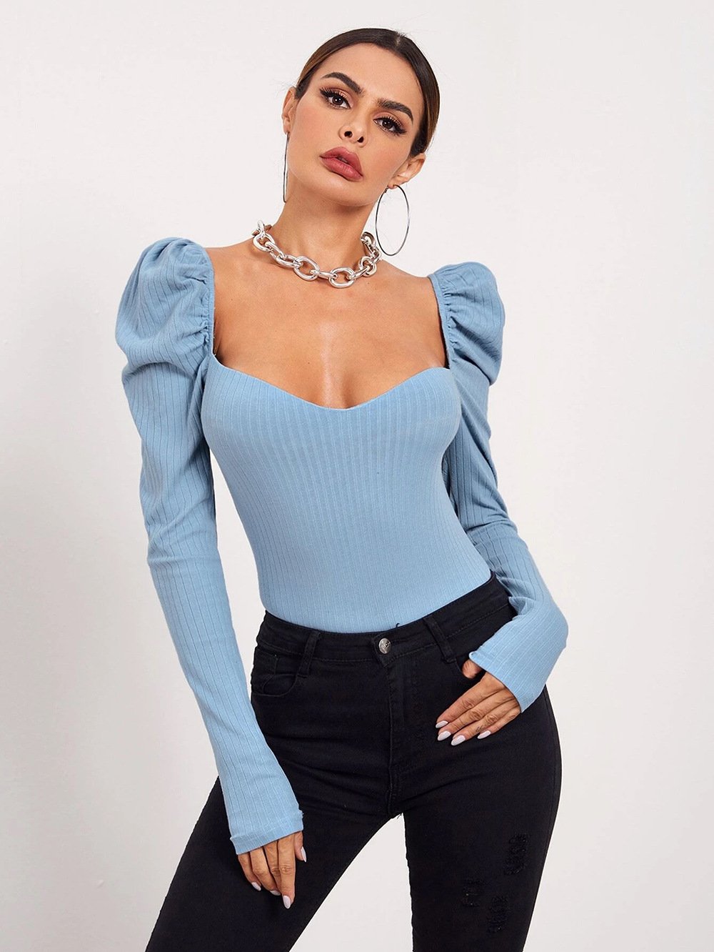 One Word Neck Bubble Long Sleeve Top - Image 2