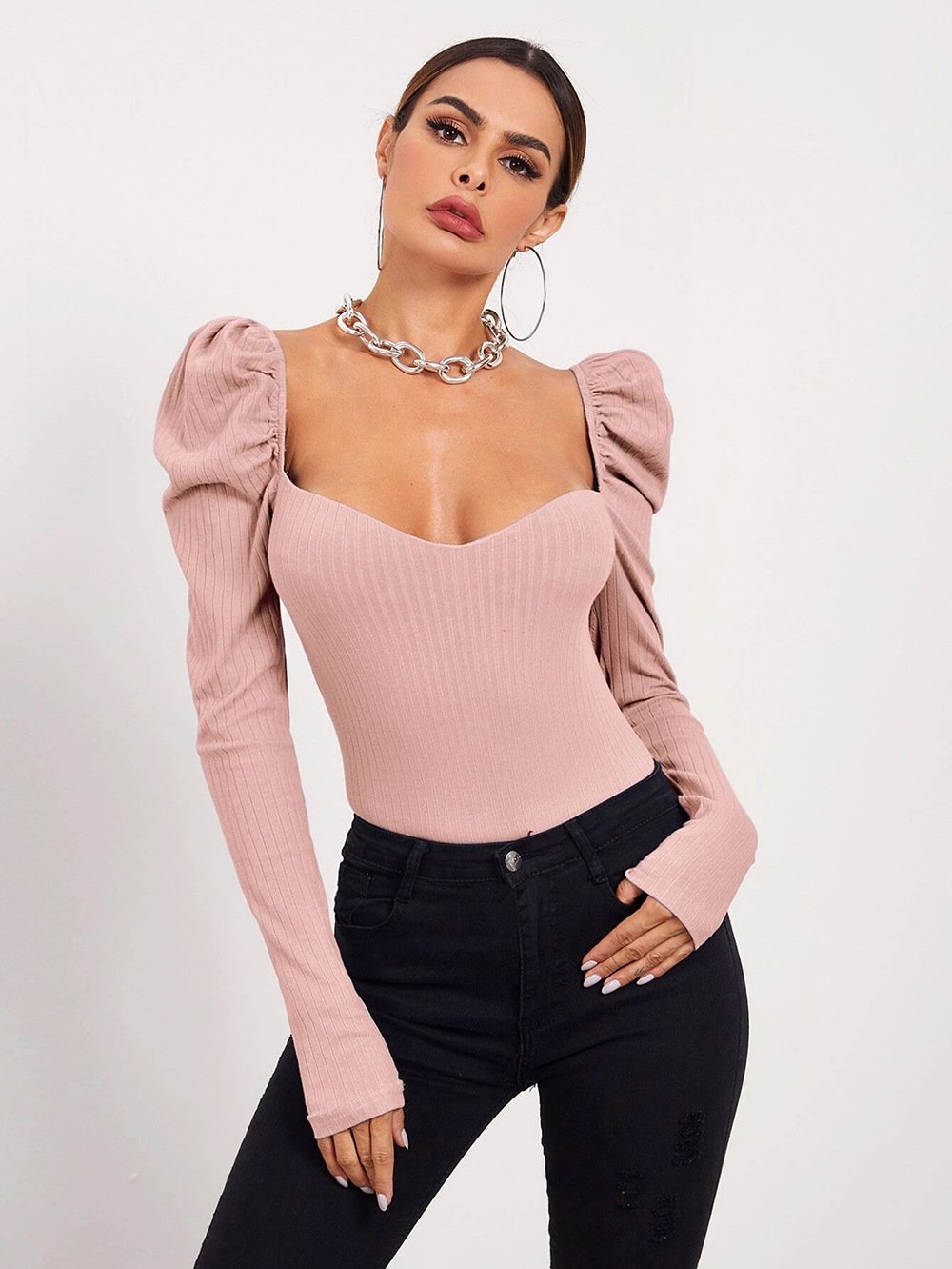 One Word Neck Bubble Long Sleeve Top - Image 5