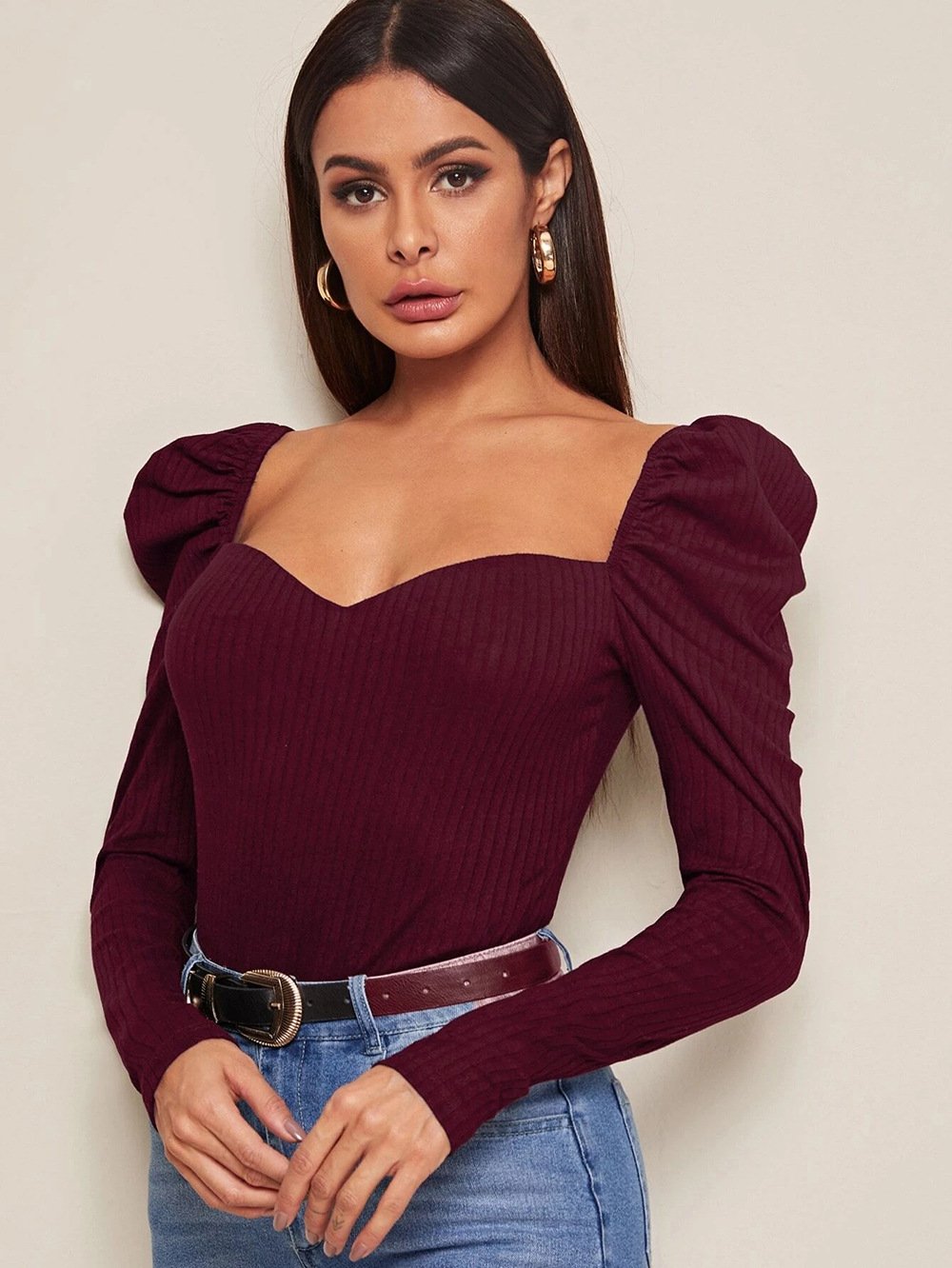 One Word Neck Bubble Long Sleeve Top - Image 3