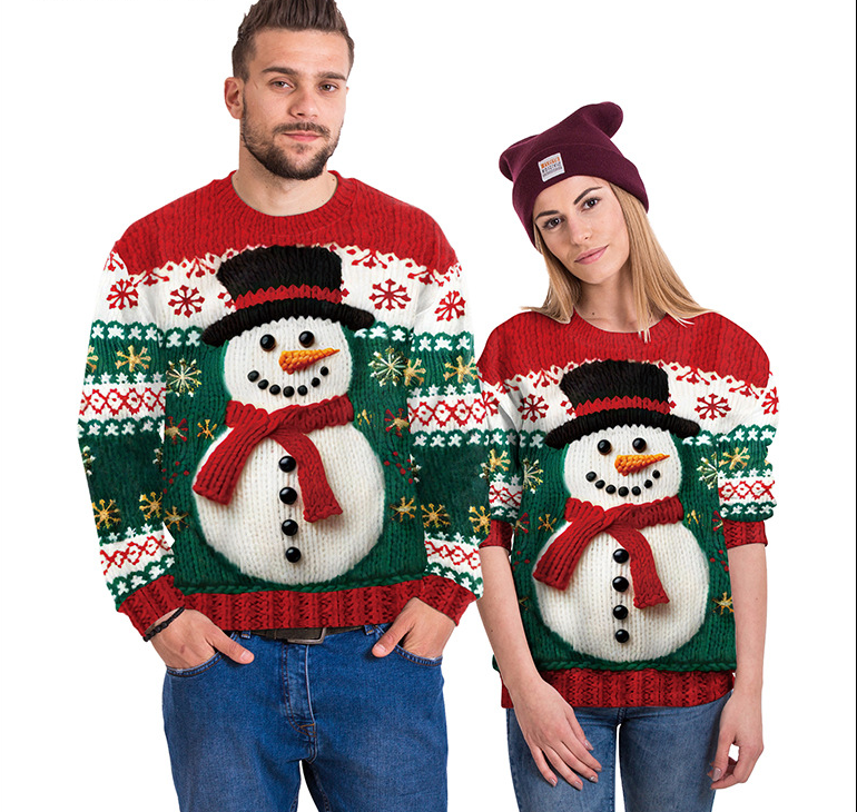 Women's Snowman Christmas Tree Pattern Sweater 1