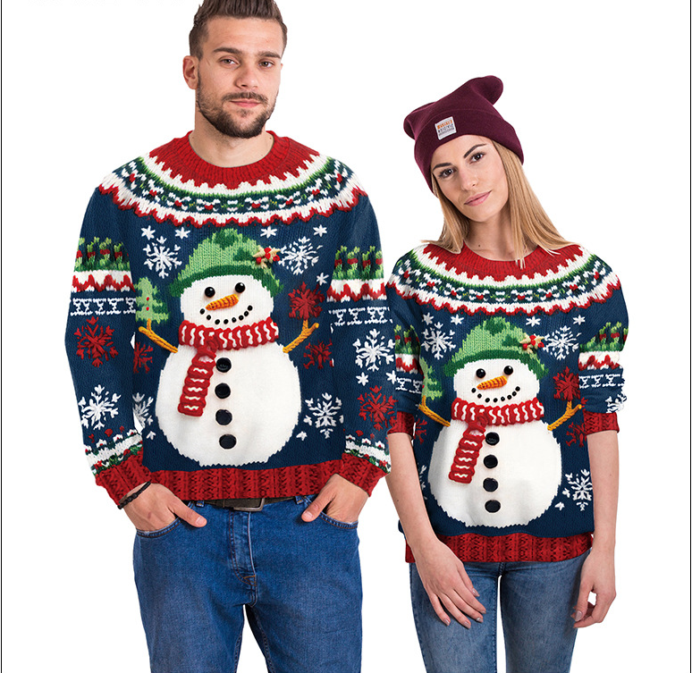 Women's Snowman Christmas Tree Pattern Sweater 2