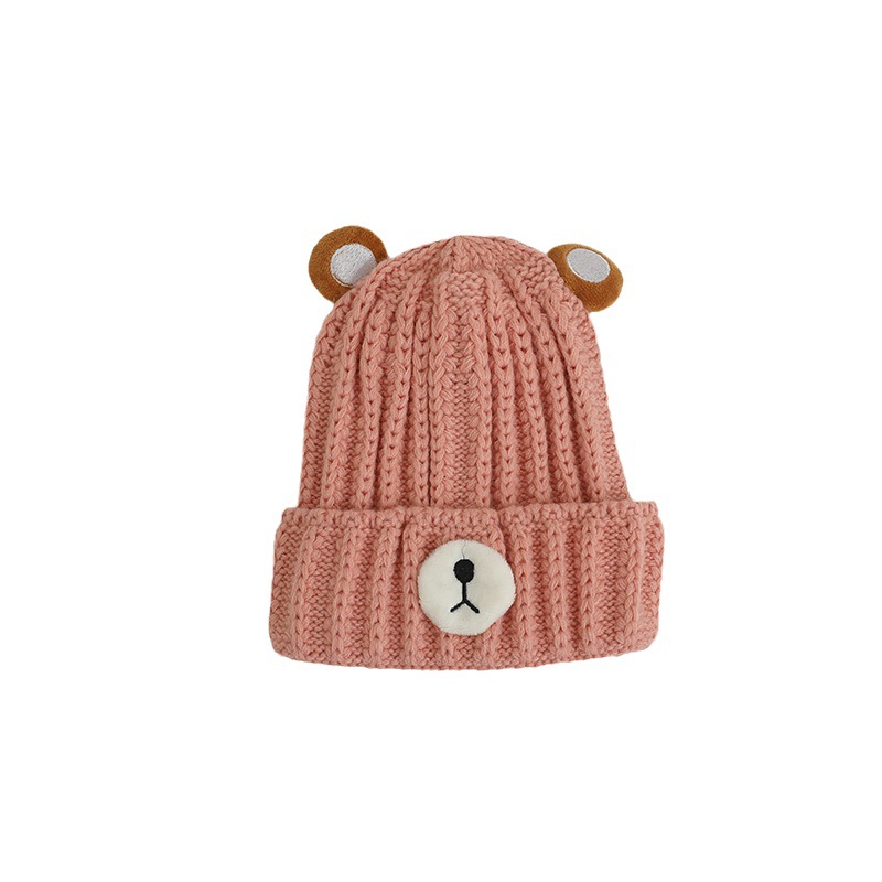 Knitted Hat Bear Candy Color Woolen Cap 5