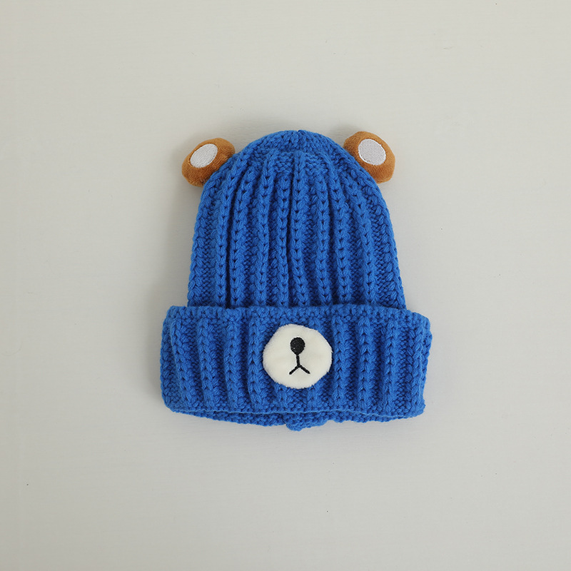 Knitted Hat Bear Candy Color Woolen Cap 4