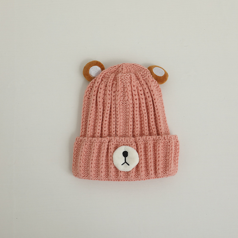 Knitted Hat Bear Candy Color Woolen Cap 12
