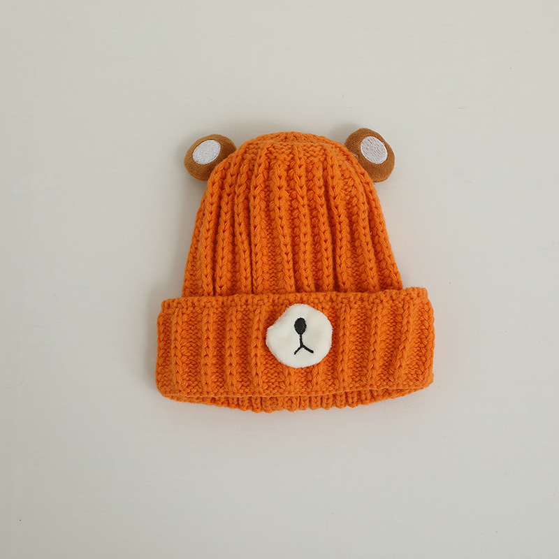 Knitted Hat Bear Candy Color Woolen Cap 11