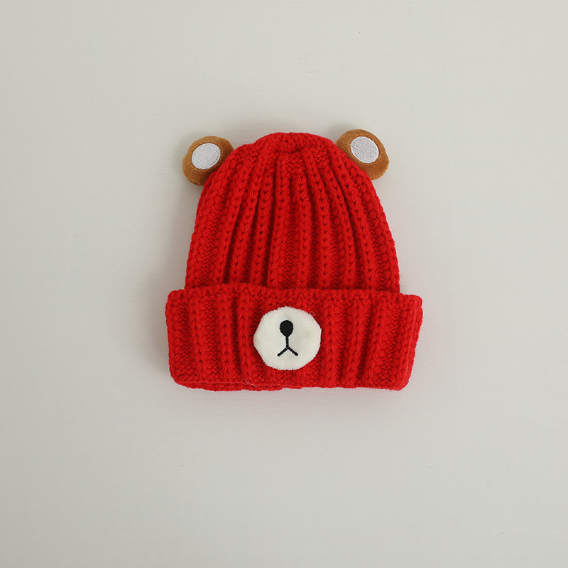 Knitted Hat Bear Candy Color Woolen Cap 6