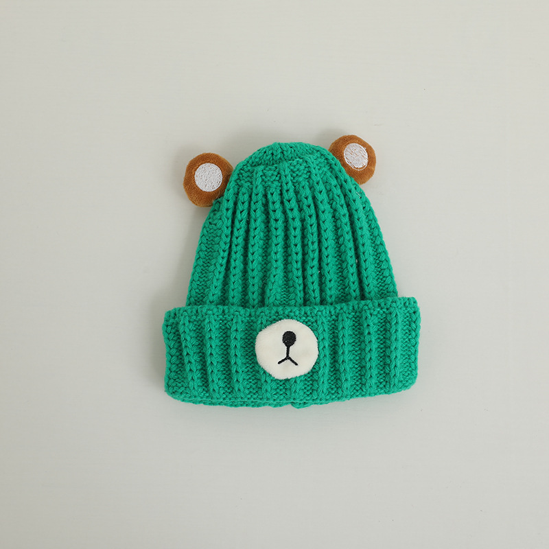 Knitted Hat Bear Candy Color Woolen Cap 10