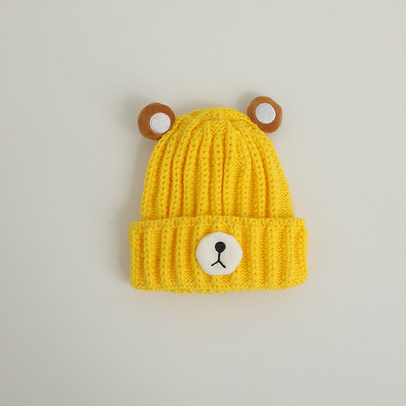 Knitted Hat Bear Candy Color Woolen Cap 8