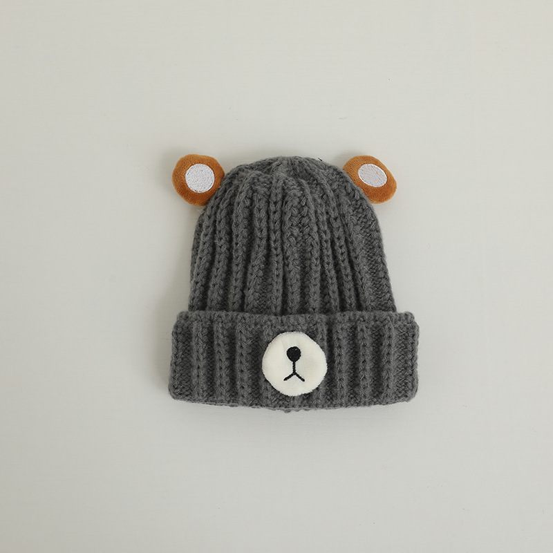 Knitted Hat Bear Candy Color Woolen Cap 9