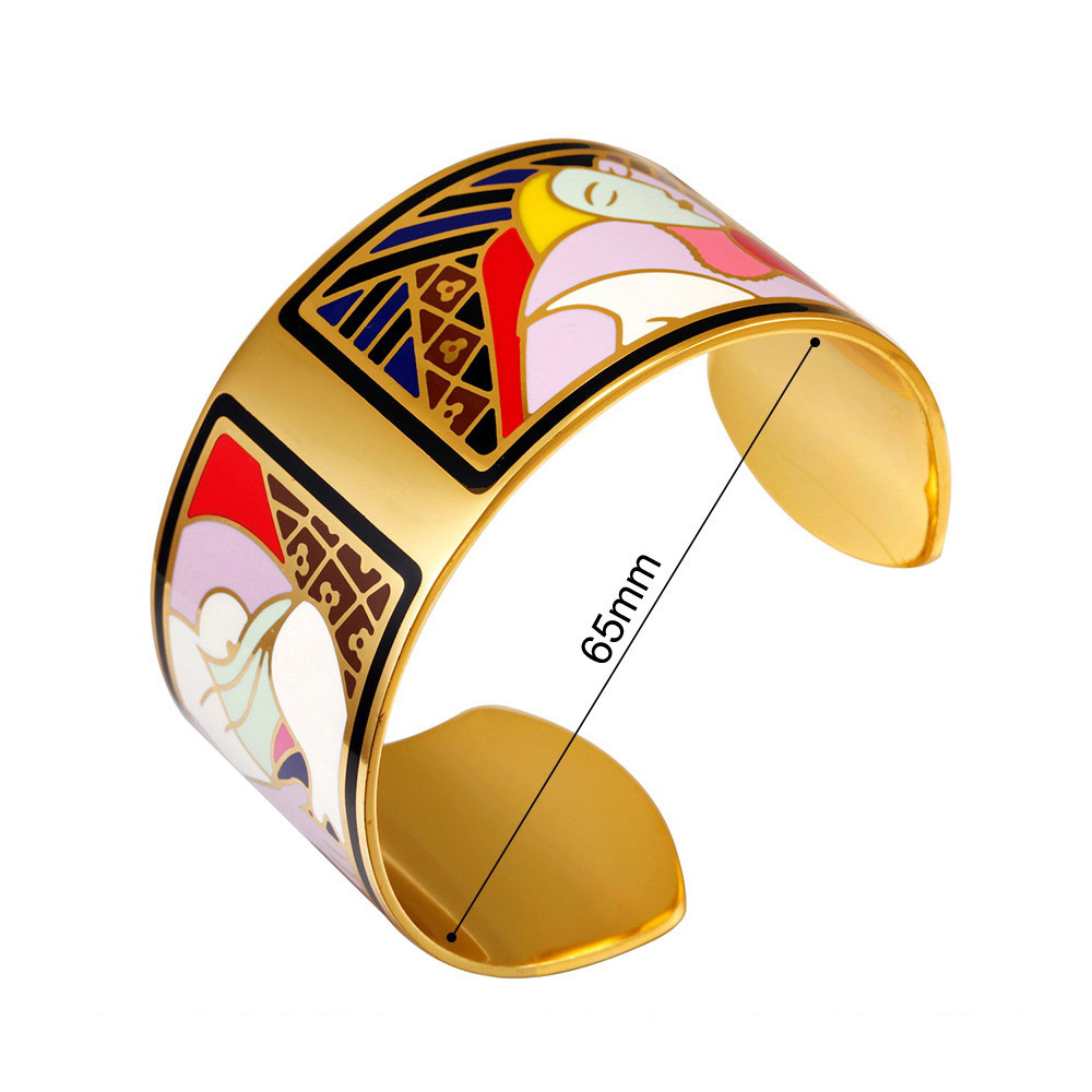 Close-up of Women's Enamel Bracelet Texture
